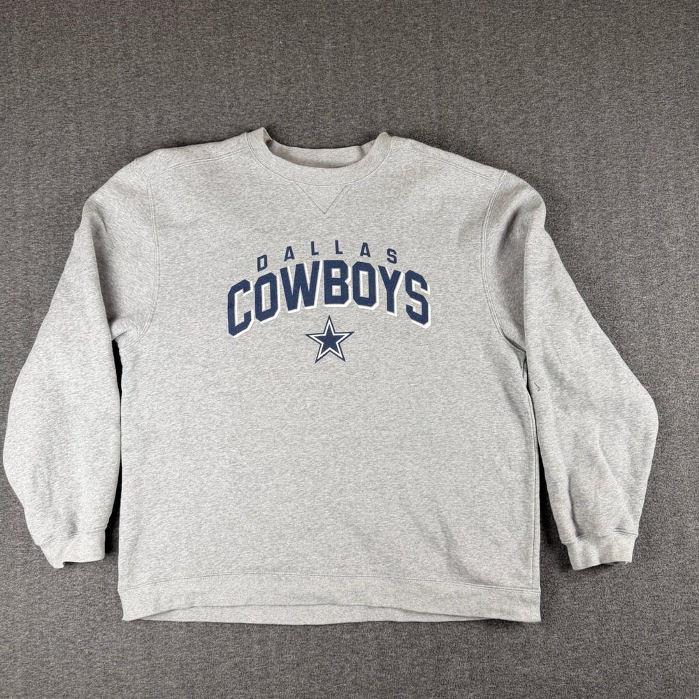 Reebok Dallas Cowboys Mens Large Gray Crewneck Sweatshirt‎ NFL Fleece R801A